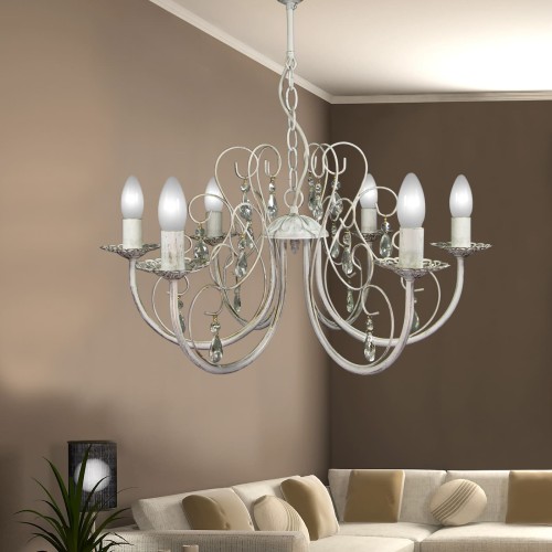 Люстра с хрусталем подвесная 6 ламп классика S1208-6