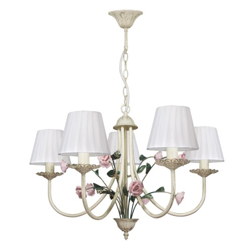 Люстра подвесная с цветами 5 ламп с абажурами S1082-5