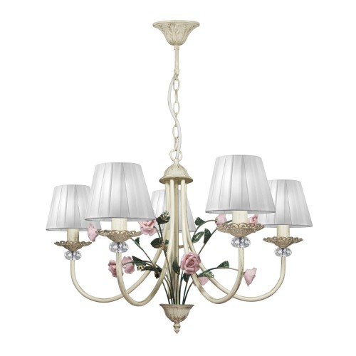 Люстра подвесная с цветами 5 ламп с абажурами S1129-5