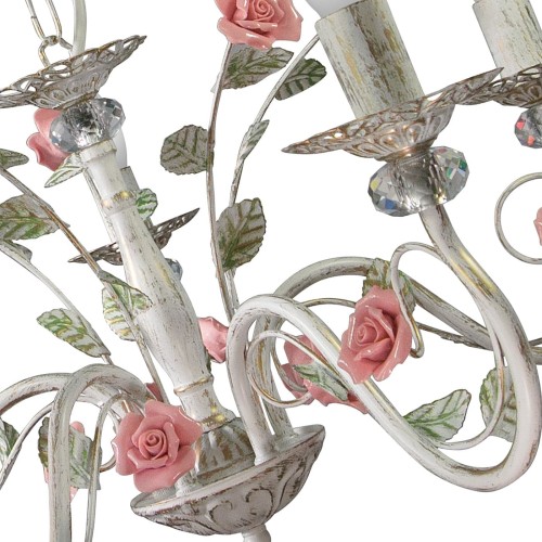 Люстра с хрусталем подвесная с цветами 5 ламп S1132-5