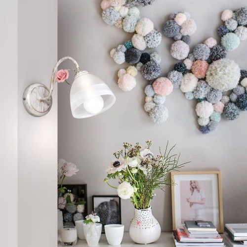 Бра стеклянные плафон стекло Е27 с цветами классика S2235-1