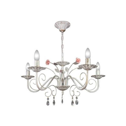 Люстра с хрусталем подвесная с цветами 5 ламп S1034-5