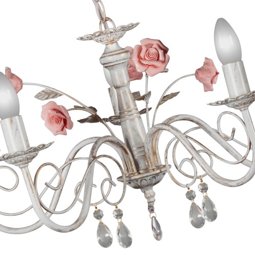 Люстра с хрусталем подвесная с цветами 5 ламп S1034-5