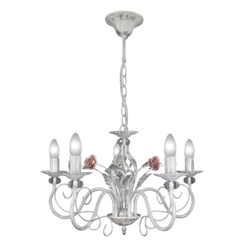 Люстра с хрусталем подвесная с цветами 5 ламп S1205-5