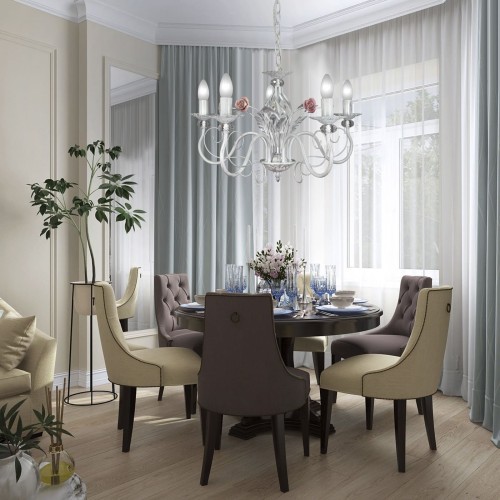 Люстра с хрусталем подвесная с цветами 5 ламп S1205-5