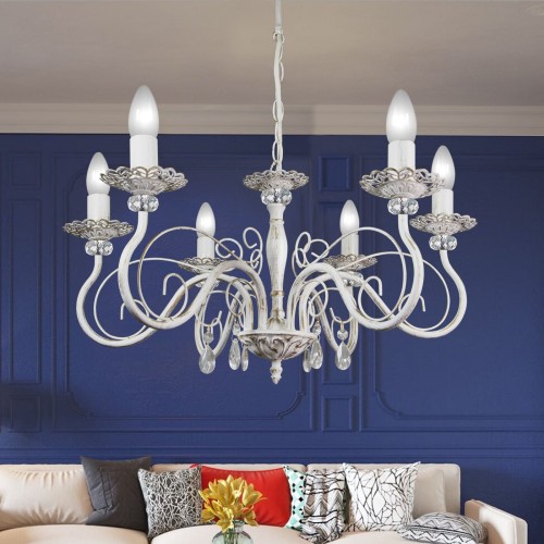 Люстра с хрусталем подвесная 6 ламп свечи S1090-6